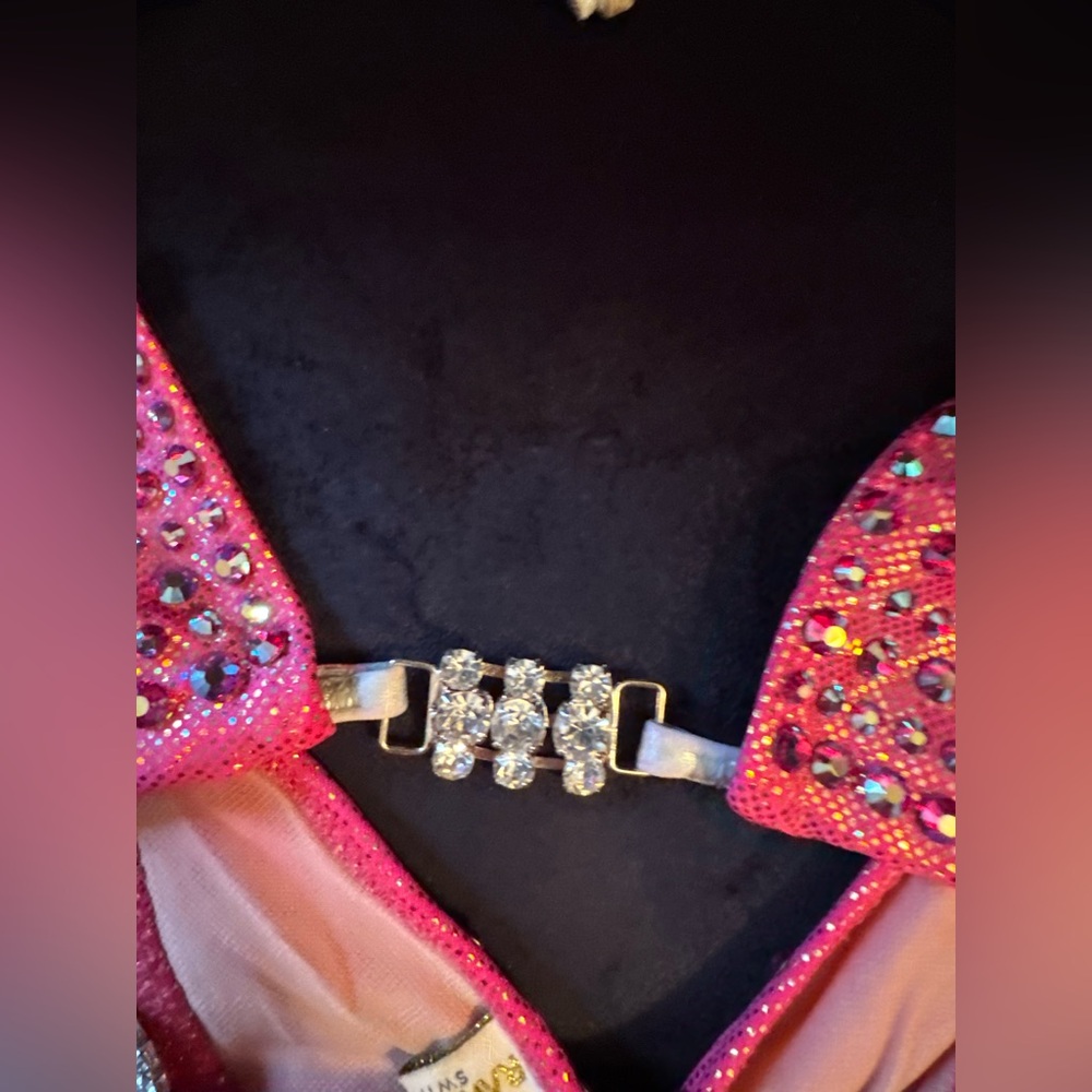 Competition Bikini. Ravish Sands Coral/Pink Rhinestone Bikini Set - Picture 4 of 15